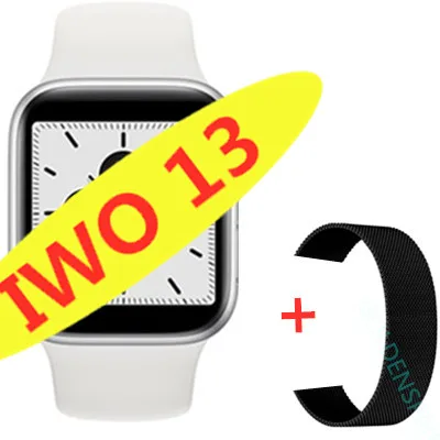 Умные часы IWO 13 1:1 series 5 44 мм PK IWO 10 11 12 для apple iPhone 11 max IOS Android phone smartwatch человек ip68 водонепроницаемый - Цвет: add Steel strap