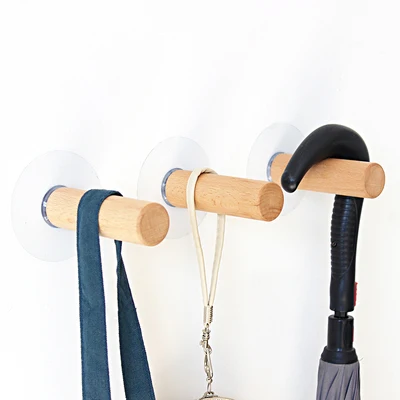 3pcs Nordic solid wood hook wall hanging wall free punch wall coat hook door clothes hanger hanger hook - Цвет: Светло-зеленый
