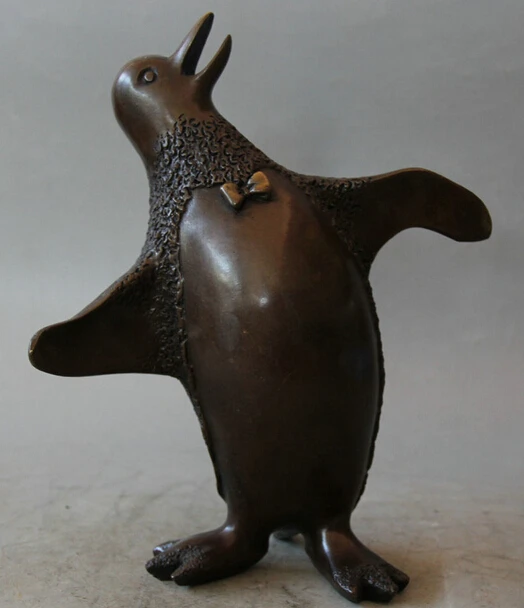 wholesale factory 11&quot Chinese Pure Bronze Stand animal Qi E Penguin Zoo Bird sculpture Statue Art | Дом и сад
