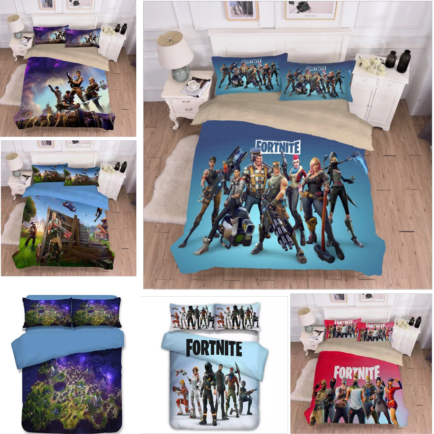 Juego cama con estampado 3D de fortnite, funda de edredón de Fortress Night, fundas de almohada de algodón juego de ropa de ubicación para fiestas| - AliExpress