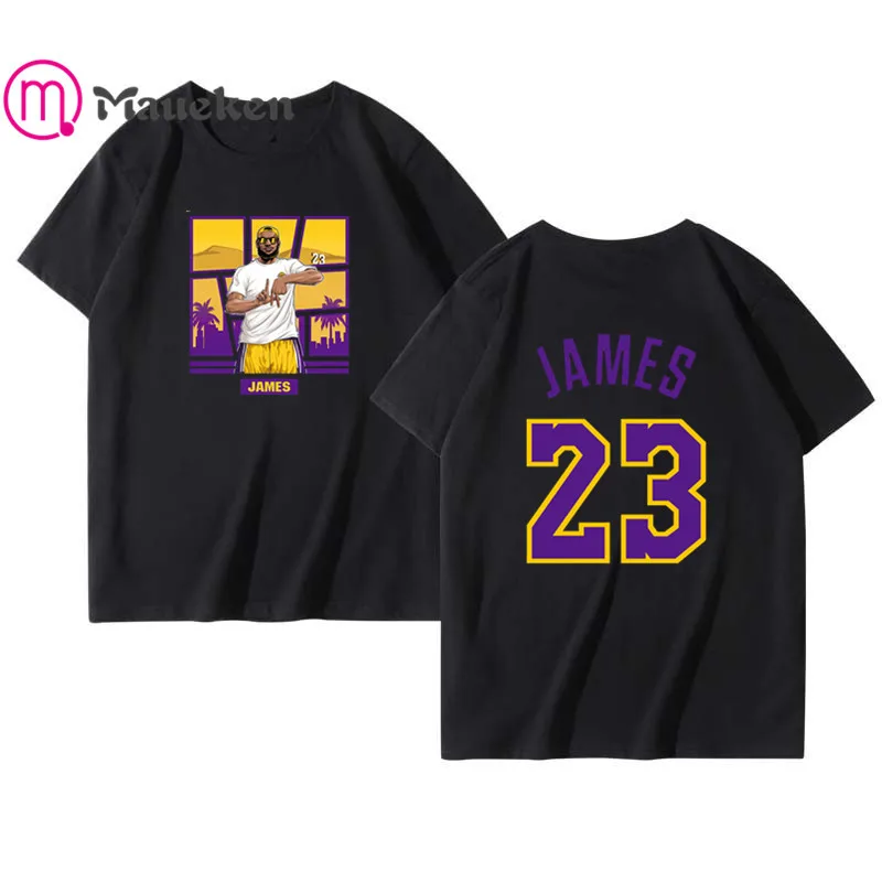 Новая желтая футболка lebron james 23 Мужская футболка с коротким рукавом из хлопка с круглым вырезом футболки для поклонников ла подарок - Цвет: 1