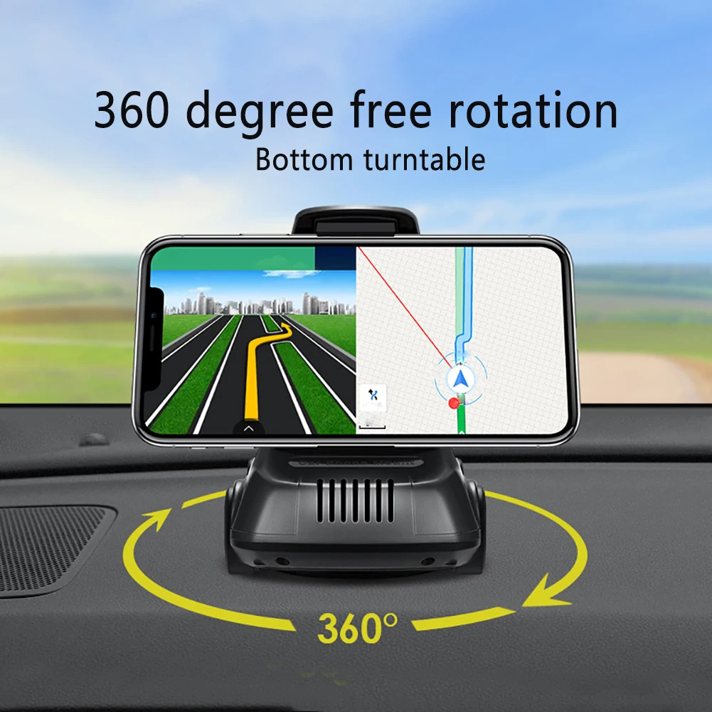 Держатель для телефона с приводом, gps устройства, вращение на 360 градусов, поддержка навигации из искусственной кожи, нескользящий зажим для приборной панели автомобиля, регулируемый зажим