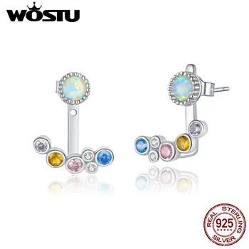 

WOSTU 2020 Genuine 925 Sterling Silver Stud Earrings PColorful Balls Earrings for Women Fashion Sterling Silver Jewelry