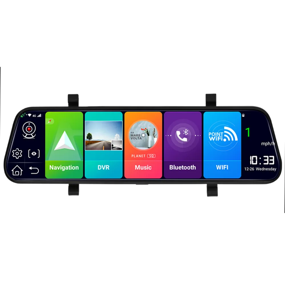 9,66 дюймов 4G Android 8,1 Автомобильное зеркало заднего вида DVR камера gps Navi Dash Cam