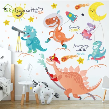 

Cartoon dinosaur wall sticker cute animal pattern self-adhesive stickers kids room decoration boys bedroom wall decor home decor