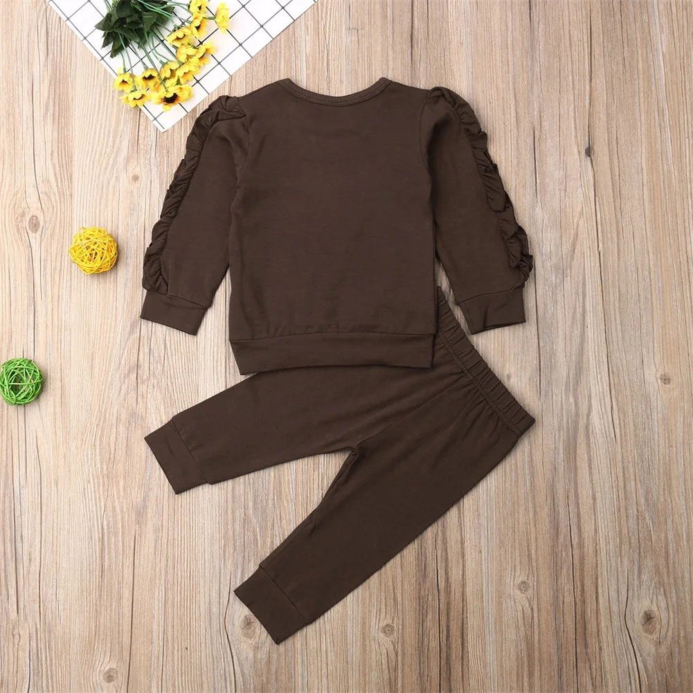 CYSINCOS Newborn Baby Girls Ruffle T-Shirt Tops Leggings Pants 2Pcs Outfits Set Clothes Long Sleeve Autumn Winter Warm Clothing