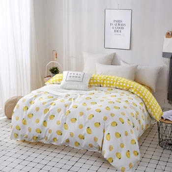 

Lovely Fruit Lemon Watermelon Printed Bed Duvet Cover Pink Comforter Quilt Cover with Zipper Bed Linen Bedclothes for Kids Adult