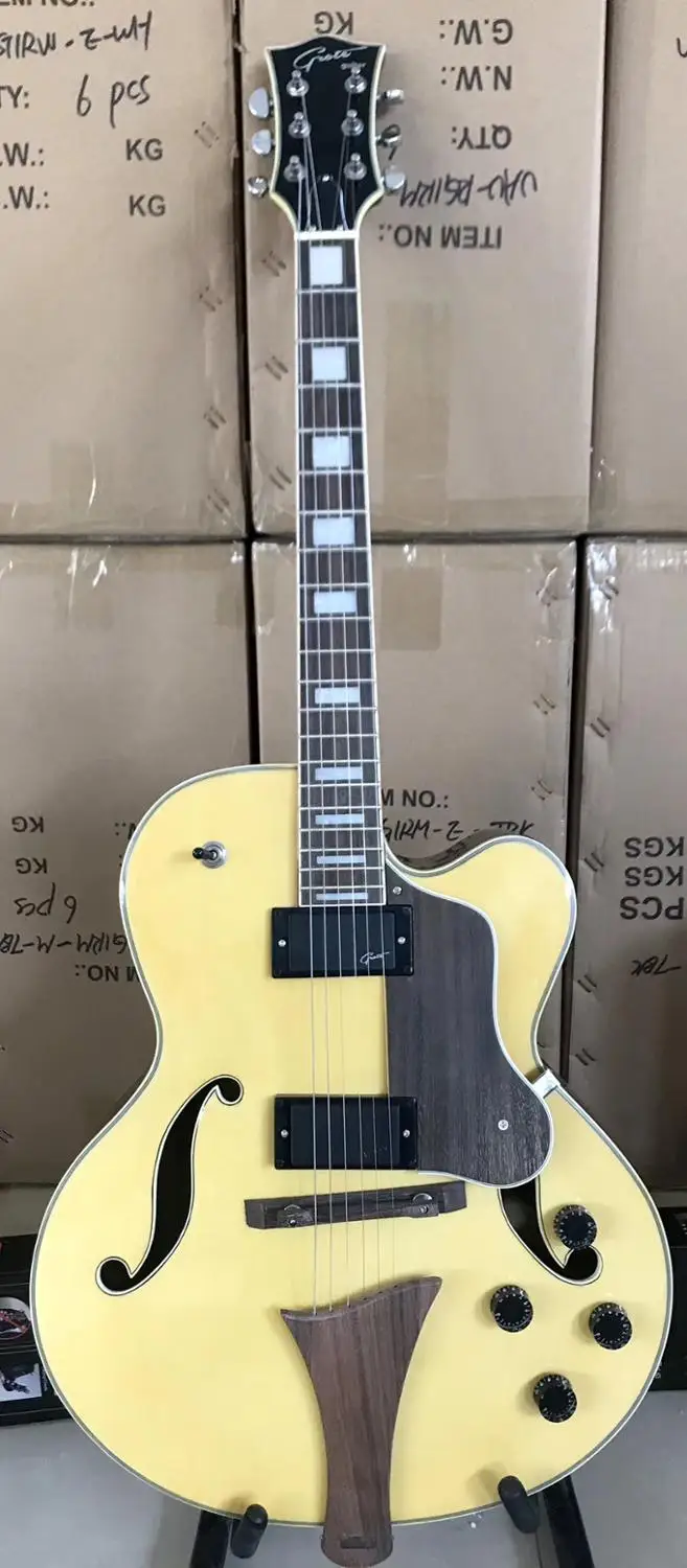 

free shipping New High quality grote archtop guitar jazz electric guitar natural hollow body electric guitar