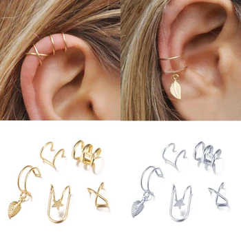 

5Pcs/Set Ear Cuff Earings clip on earrings vintage earrings for women Punk fake Non-piercing oorbellen Pircing aretes jewelry