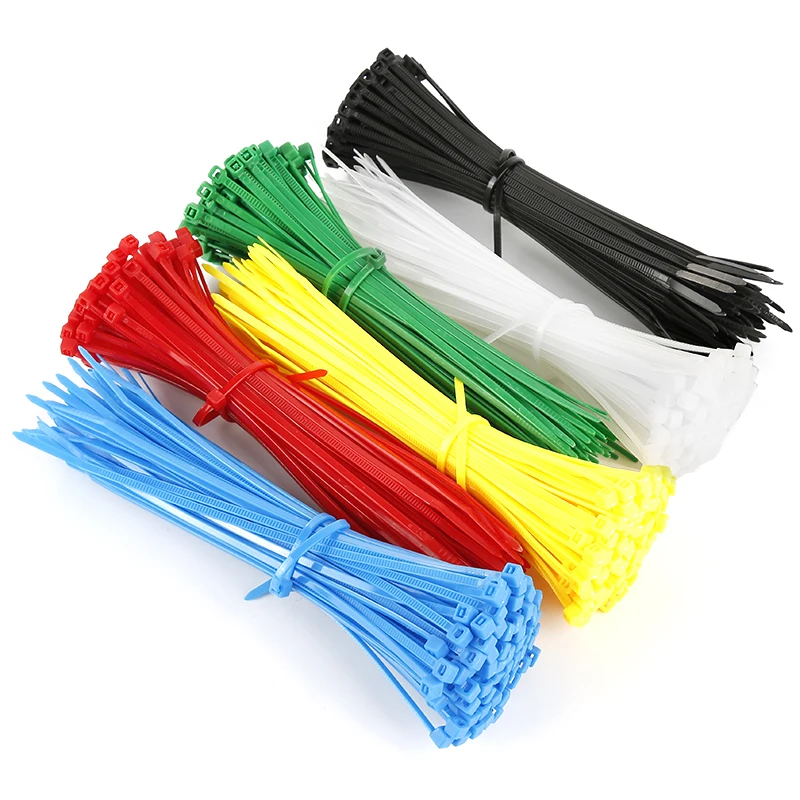 

100 PCS 6 Color Self-locking Plastic Nylon Tie 5X300 cable Tie Fastening Ring 3X200 Cable Tie Zip Wraps Strap Nylon Cable Tie