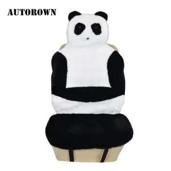 

AUTOROWN Faux Fur Material Universal Size Cute Panda Car Seat Cover Protector Easy To Install Interior Accessories 2018 NEW