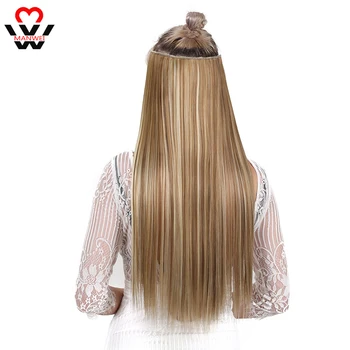 

MANWEI Long Wavy Hair Extension 5 Clip High Temperature Synthesis Invisible Seamless Wigs for Women Hair Extension