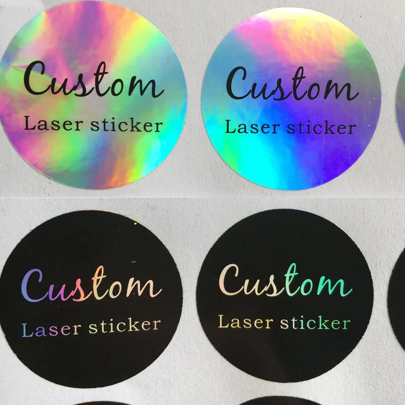 100pcsCustomLogoStickerSilverLaser345cmCustomizedLabels