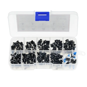 

180PCS 10 Models 6*6 Tact Switch Tactile Push Button Switch Kit Height 4.3MM~13MM DIP 4P micro switch 6x6 Key switch