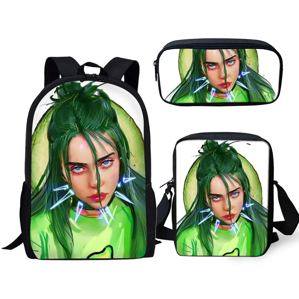 

Billie Eilish Print School Bag for Teenagers Cool Girls Fashion 3 PCS/SET Kids Girls Boys School Backpacks Casual Mochila 2019
