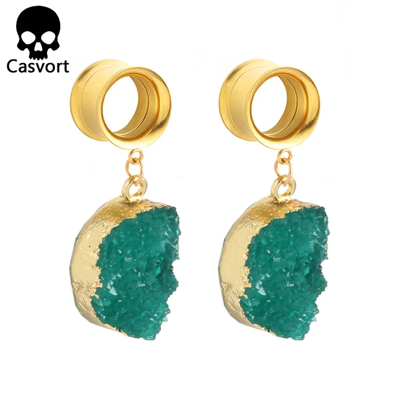 Casvort 2 шт. пирсинг Смолы Болтаются беруши и туннели ювелирные изделия для тела винт ушные датчики пара расширитель - Окраска металла: Green