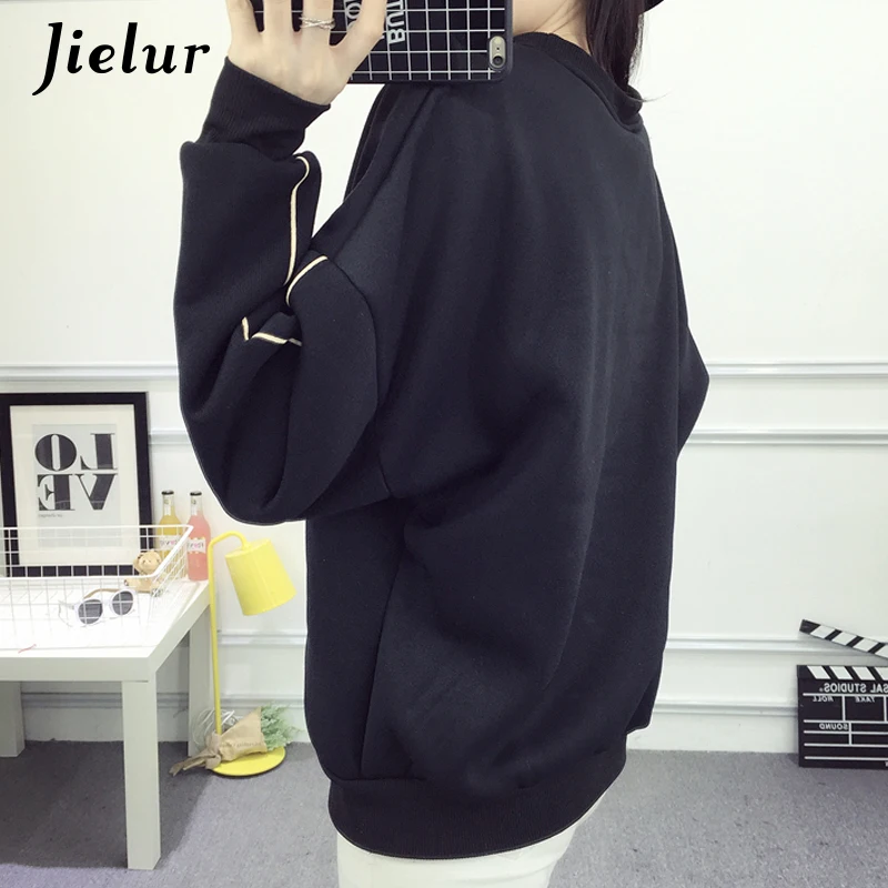 Jielur новые модные толстовки для женщин Harajuku o образным вырезом Femme 2019 корейский