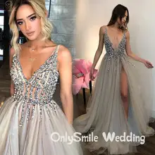 Раздельные сексуальные платья с v-образным вырезом для выпускного вечера, тюлевые платья трапециевидной формы, Длинные вечерние платья с открытой спиной, элегантные вечерние платья jurken