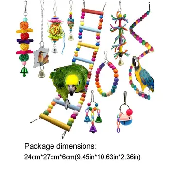 

10 Pcs Bird Hanging Swing Chewing Perches Toys Parrot Hammock Bell Small Size GXMA