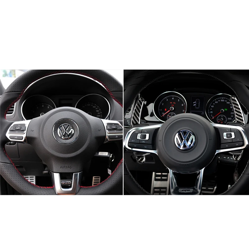 Для VW Golf6 Gti R MK6 2008-2012 автомобильный Стайлинг наклейки для интерьера автомобиля рулевое колесо весло накладка автомобиля наклейки из углеродного волокна
