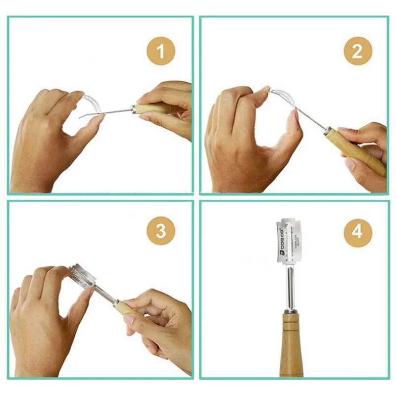 Wooden Bread Cutter Bakery Scraper Bread Knife/Slicer/Cutter Dough Breads Scoring Lame with Blades and Cover Baking Accessories Wooden Bread Cutter Bakery Scraper Bread Knife/Slicer/Cutter Dough Breads Scoring Lame with Blades and Cover Baking Accessories