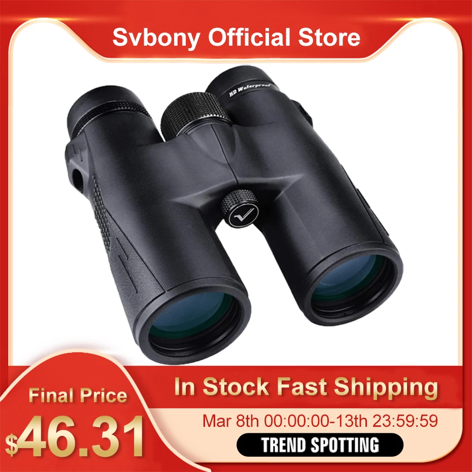 SVBONY Hunting Binoculars 8X42/10X42/8X32 BAK4 Prism SV47 HD Zoom Telescope High Power Waterproof Nitrogen Filled  F9340