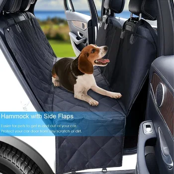 

Black Waterproof Dog Car Seat Cover Rear Seat Cushion For Dogs Back Bench Seat Car Interior Travel Pet Accessories Dog Carriers