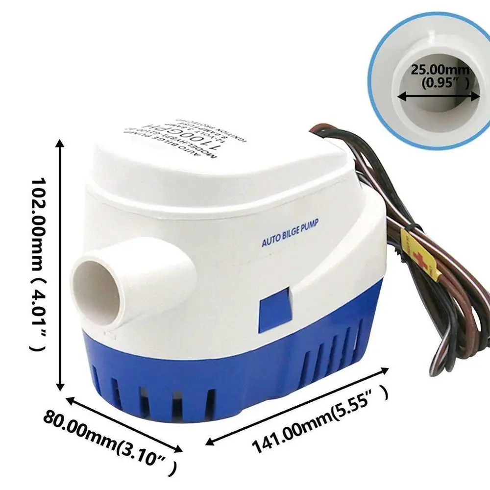 750GPH 1100GPH Automatic boat bilge pump 12V 24V Electric Marine Pump Boat Water Exhaust Pump Submersible Bilge Sump With Switch boat bilge pump