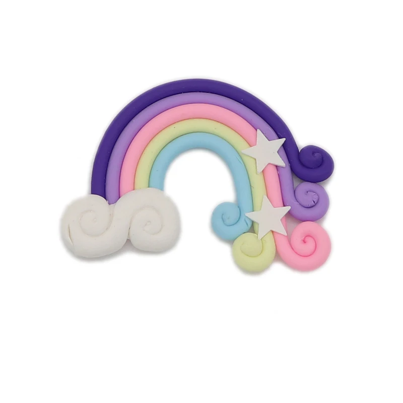 10pcs/Lot 55*38MM Kawaii Soft Clay Rainbow Cabochons Handmade Resin Material DIY Hair Bow Microlandschaft