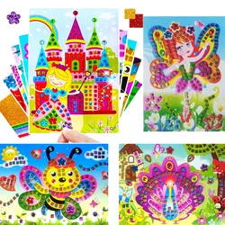 Autocollants 3D EVA pour enfants, Puzzle, mousse, mosaïque, cristal, dessin animé, jouets éducatifs créatifs pour enfants, 12 styles d'arrière plan sélectionnés 