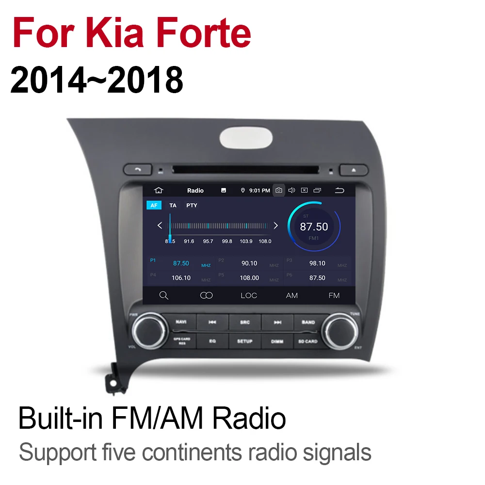 2 Din Автомобильный мультимедийный плеер Android 9 авто радио для Kia Forte~ DVD gps 8 ядер 4 Гб+ 32 ГБ Bluetooth WiFi