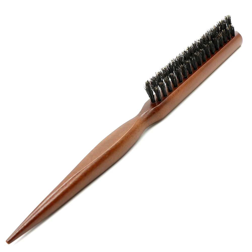 Comb Hair-Brush Barber Styling-Tool Wood-Handle Scalp Bristle Anti-Loss Fluffy Pure-Boar