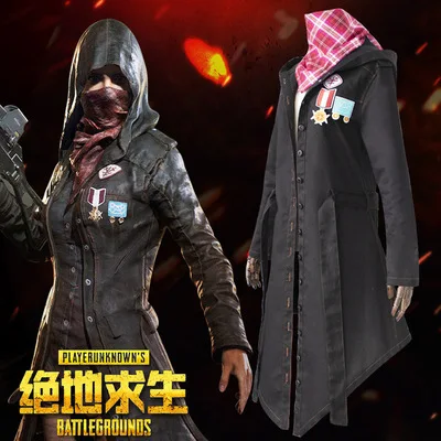 PUBG Playerunknown Battle Fields, куртка с капюшоном для косплея, Тренч, свитер на молнии, военный шарф, боевой костюм, длинный плащ