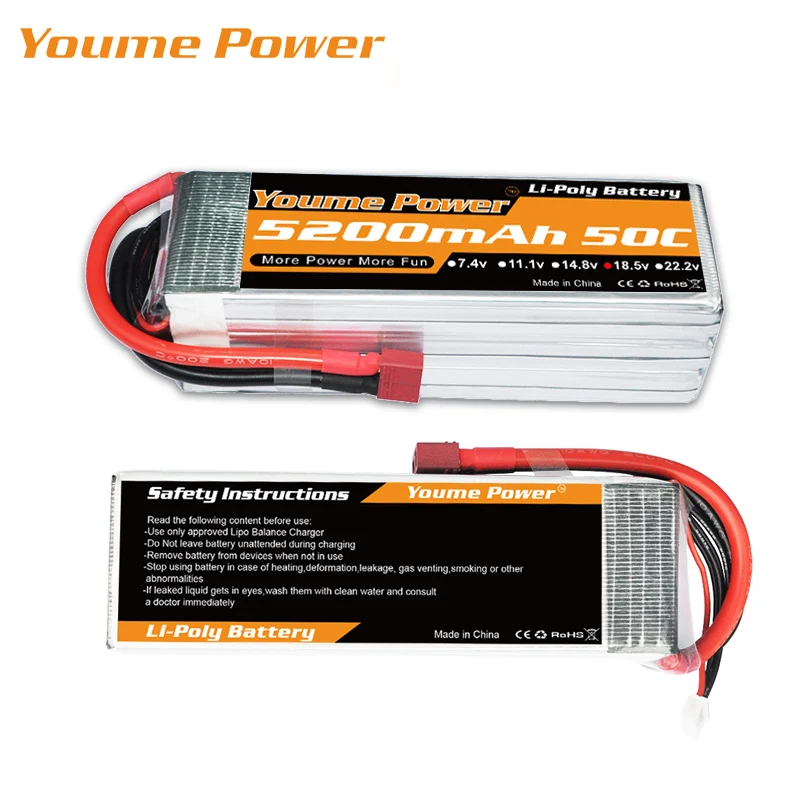 

YOUME 5S Lipo 5200mAh Battery 50C Burst 100C T-DEAN XT60 TRX XT90 18.5V For RC Car FPV Truck Boat Helicopter Airplane