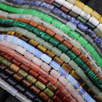 

Natural stone Cylindrical shape loose beads Crystal agate jade string bead For jewelry making DIY bracelet necklace accessories