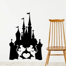 Fun City Wall Decals Disney Mickey Mouse Minnie Wall Stickers Castle Heart Love Fairy Kids Gift Vinyl Girl Room Decor Stickers