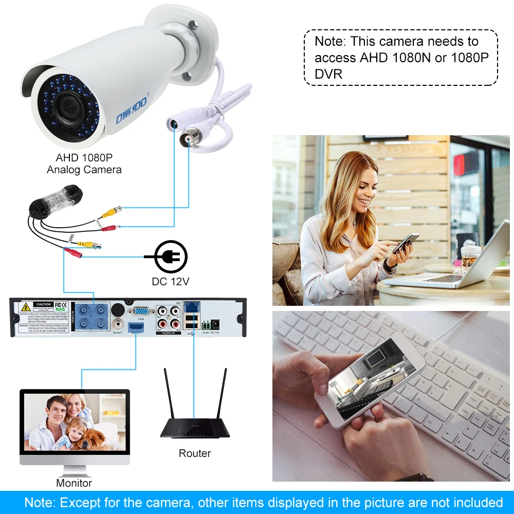 KKmoon 1080P AHD цилиндрическая Водонепроницаемая CCTV камера ИК светодиоды ночного видения IR-CUT для помещений и улицы система безопасности PAL