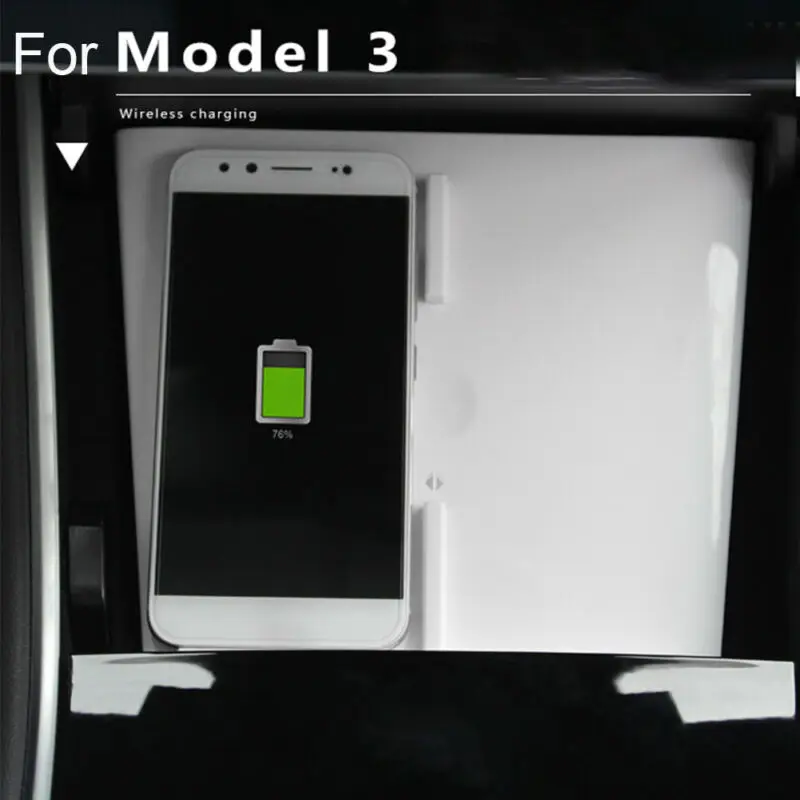 Fast Wireless Charger for Tesla Model 3 Center Console Dual Phones Charging Pad