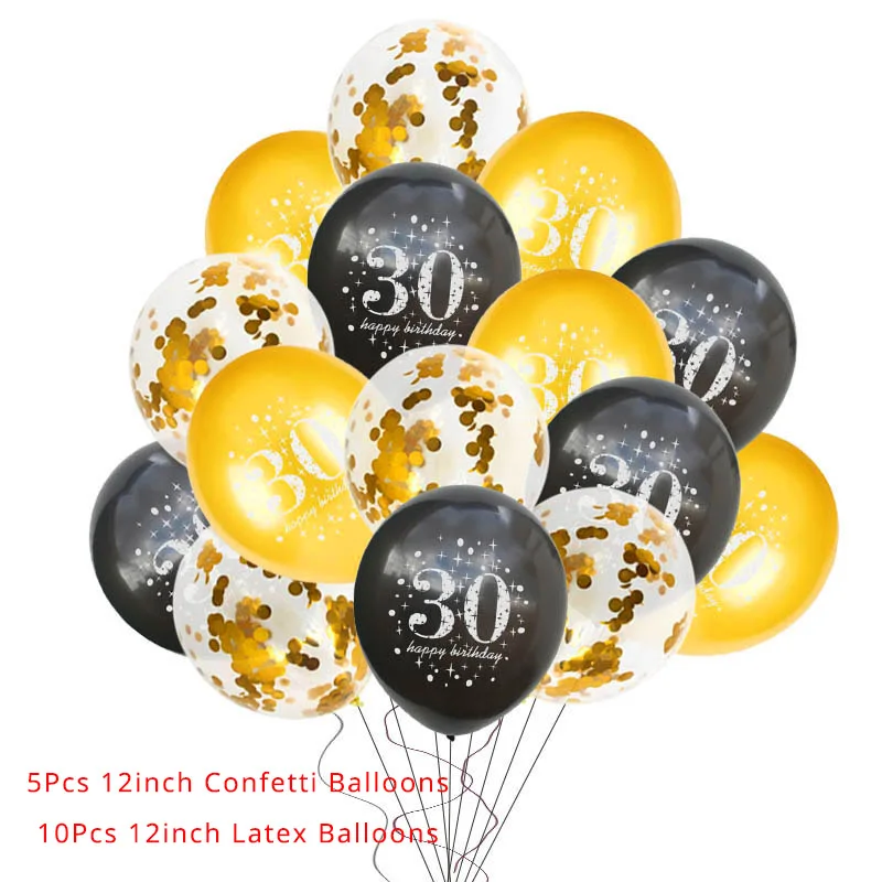 30th 40th 50th 60th латексный воздушный шар &quotКонфетти&quot С Днем Рождения украшения для