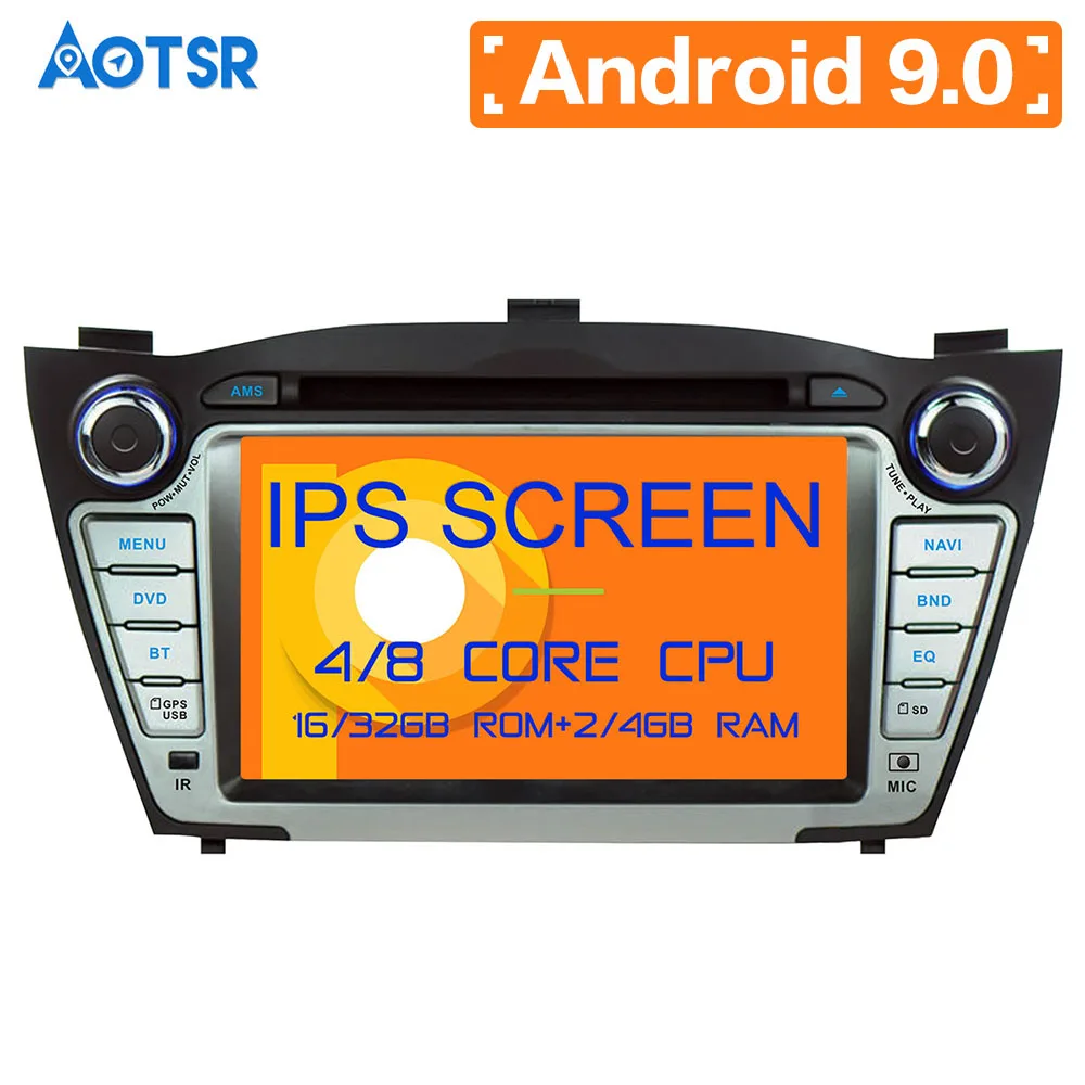 Discount DSP Android 9 4+64GB Car DVD player GPS Navigation For Hyundai IX35 Tucson 2009-2015 multimedia Auto radio player tape recorder 2