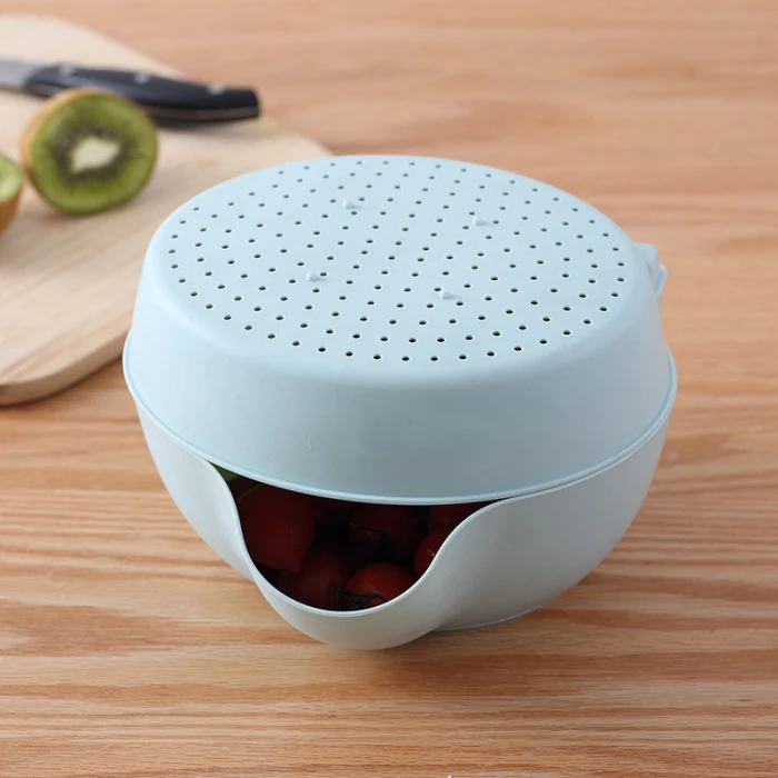 Multifunctional Double-layer Separation Design Drain Basket PP Material Mobile Phone Holder Drainable Lazy Fruit Basket