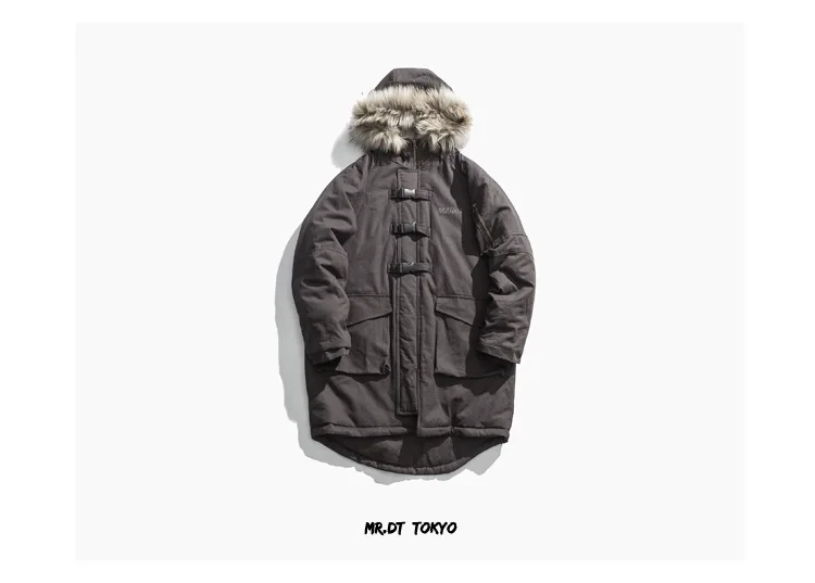 Вертикальные Ze производства 18aw национальные тренды два цвета меховой воротник длинный Военный Стиль Тренч пальто одежда с хлопковой подкладкой