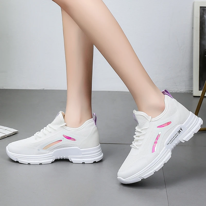 2019 женские кроссовки на плоской подошве Модная белая Вулканизированная обувь со