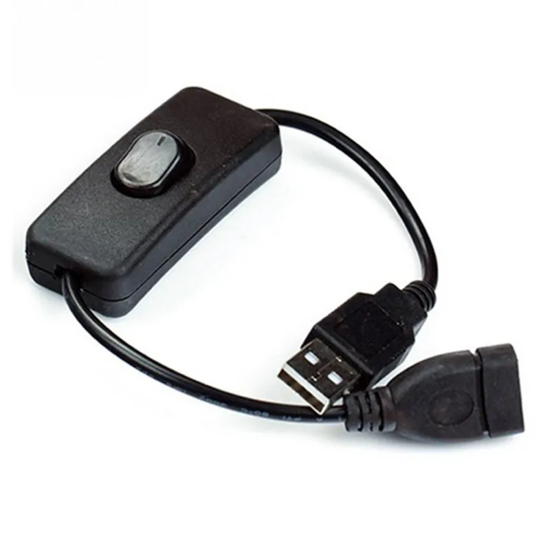 Black USB кабель, новинка, 28 см, USB 2,0 A, папа-Мама, удлинитель, черный кабель с переключателем, вкл - Цвет: Black