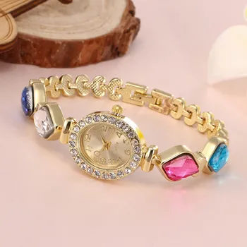 

Luxury Woman Bracelet Watch Round Full Diamond Bracelet Watch Analog Quartz Movement ladies wrist watch wrist watches for women
