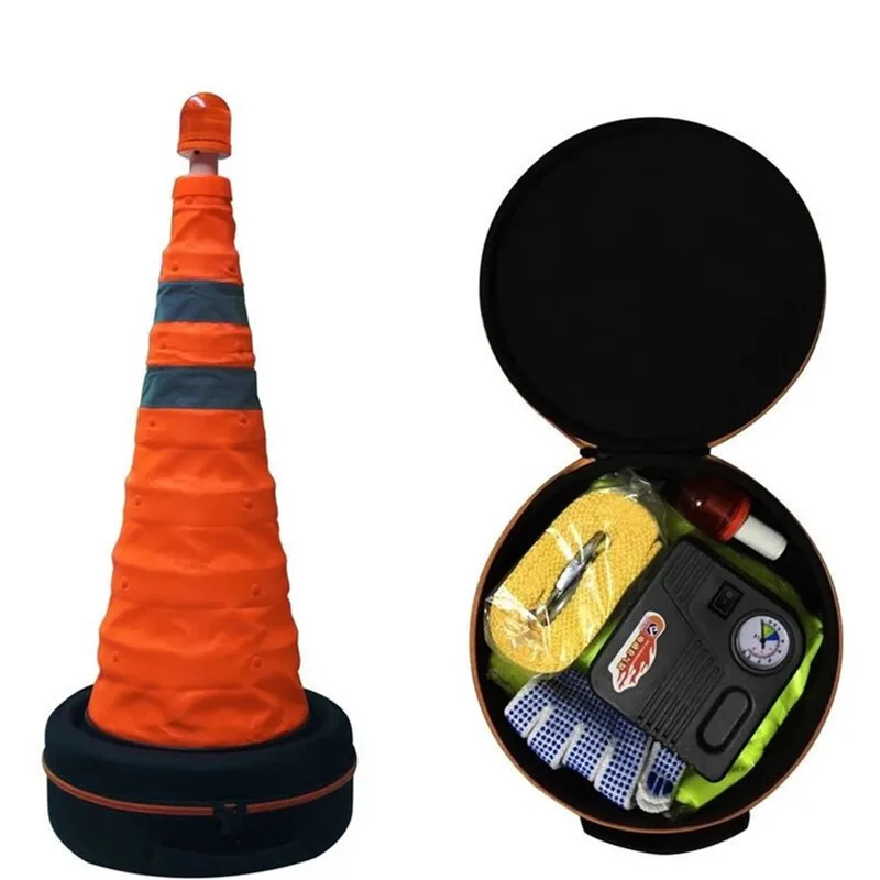 

Car Telescopic Card Roadblocks Reflective Tripod Triangular Cone Air Pump Emergency Tool Kit