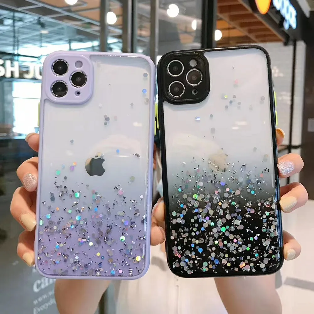Fashion Gradient Glitter Bling Camera Lens Protection Phone Case for Iphone 11 Pro Max 7 8 Plus X XR XS Soft TPU Back Cover | Мобильные