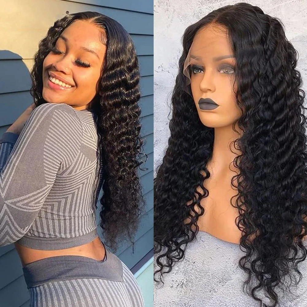 RONGDUOYI Long Synthetic Hair Deep Wave Wigs Парик Light Brown Lace Front Heat Resistant Fiber Cosplay/Daily Used For Women | Шиньоны и