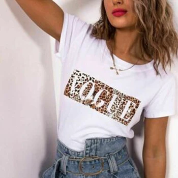

Vogue Leopard Print Summer Fashion Women Tshirt Tumblr Oversized T Shirts Girls Outerwear Loose Graphic Tops Crewneck Tees