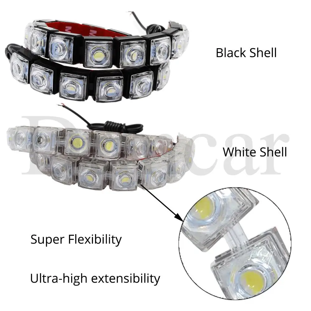 2 шт. белая Водонепроницаемая яркая Гибкая противотуманная сигнальная лампа для вождения автомобиля Стайлинг дневной ходовой светильник 6 светодиодный DC 12 В авто светодиодный